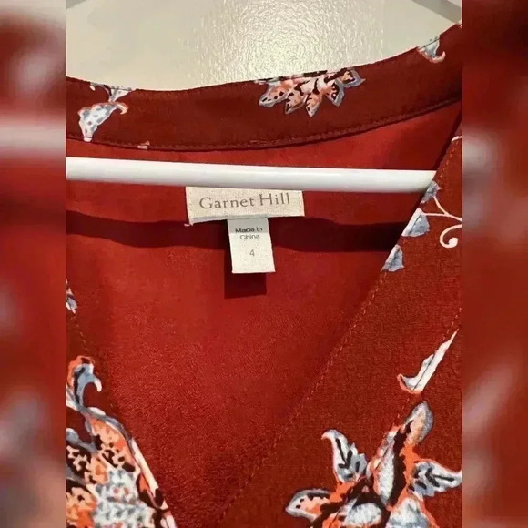 Garnet Hill Red Floral Dropwaist Button-Up Dress - Picture 3 of 6